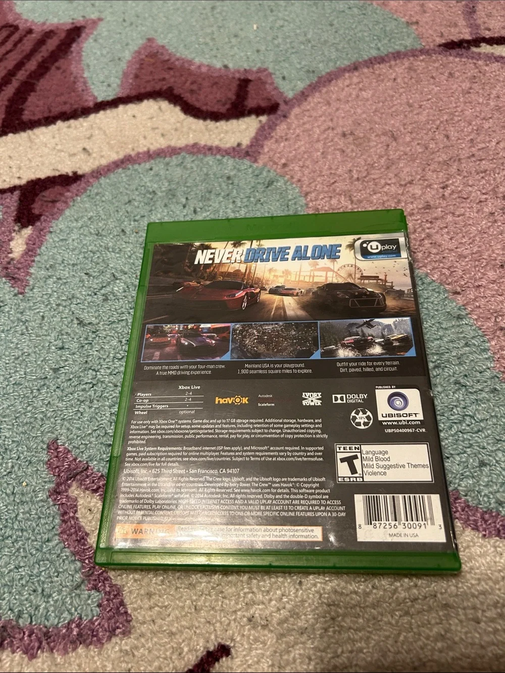 Microsoft Xbox One The Crew Racing Game - Black & Green Artwork